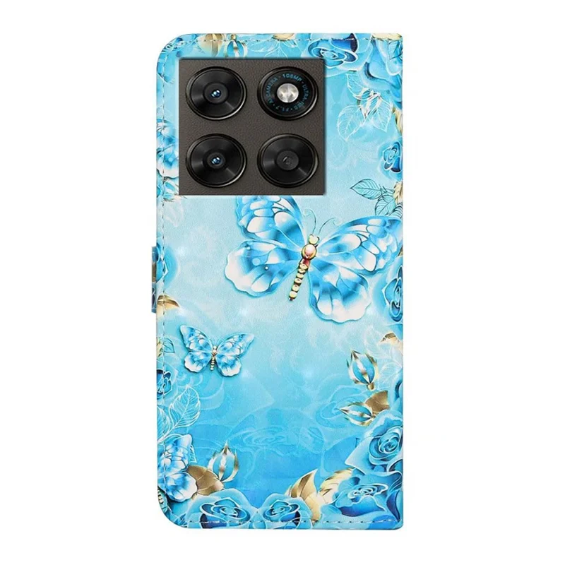 Phone Case For Motorola Moto G77 5G  /  G67 5G 3D Creative Pattern PU Leather Stand Cover - Blue Butterfly