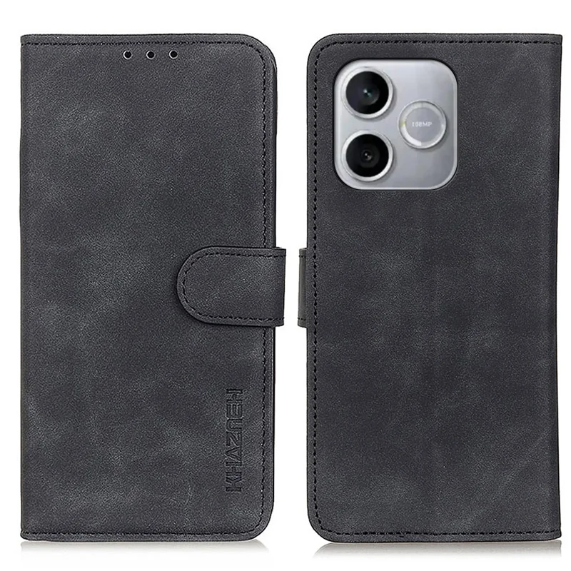 KHAZNEH For Honor 600 Lite 5G Case PU Leather Retro Texture Phone Cover - Black
