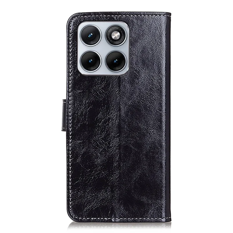For Motorola Edge 70 Fusion+ 5G / Edge 70 Fusion 5G Case Wallet Leather Phone Cover Crazy Horse Texture - Black