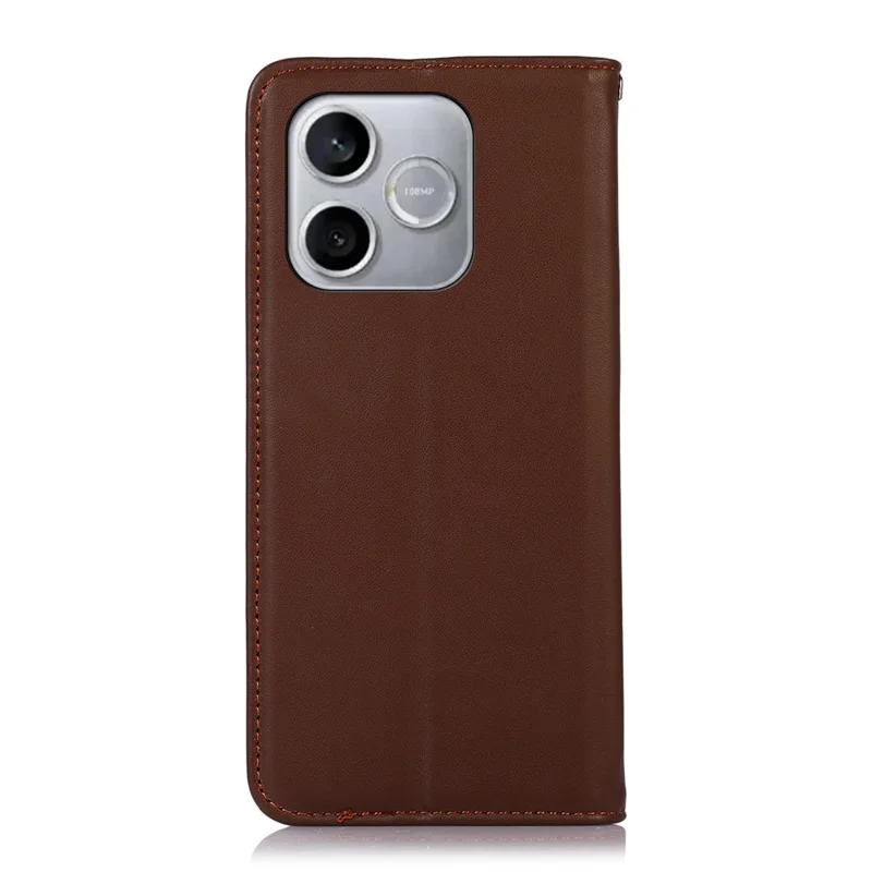 KHAZNEH For Honor 600 Lite 5G Case Wallet Genuine Cow Leather Phone Cover Nappa Texture - Brown