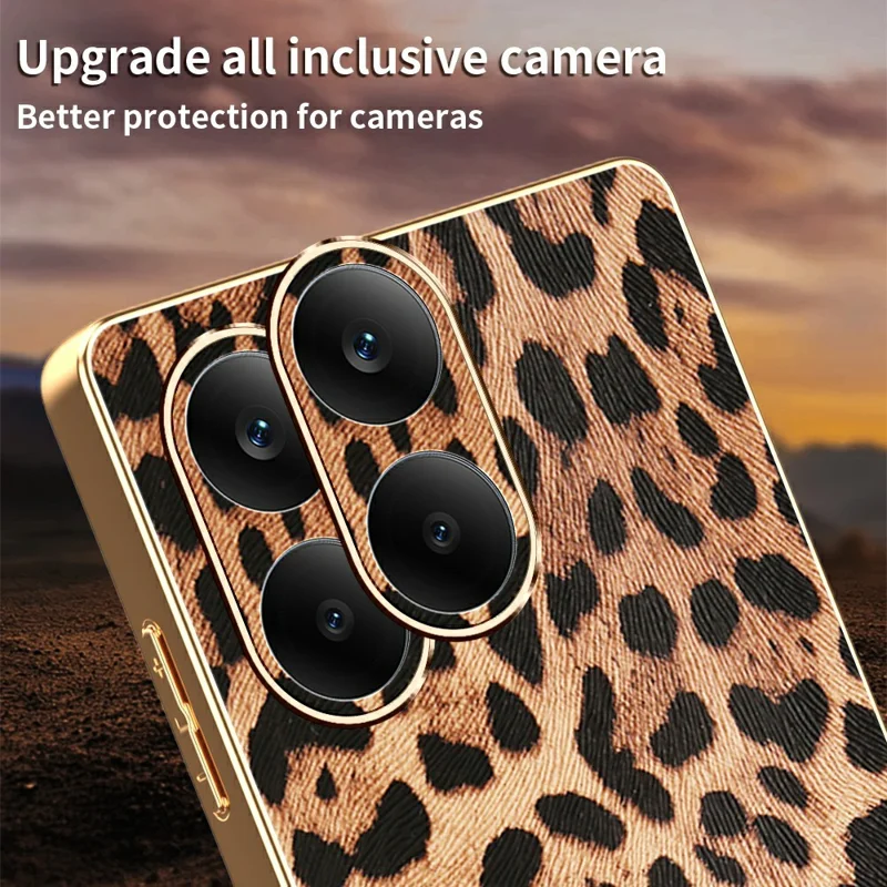 For Xiaomi Redmi Turbo 5 Max 5G Case Leopard Print PU Leather Coated PC + TPU Electroplating Phone Cover