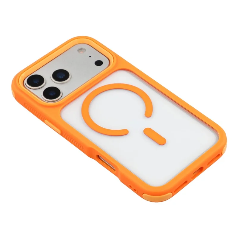 For iPhone 17 Pro Magnetic Case TPU Clear Acrylic Detachable 2 in 1 Protective Phone Cover - Orange