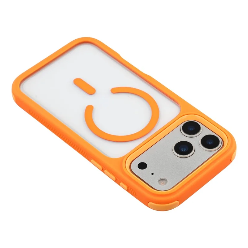 For iPhone 17 Pro Magnetic Case TPU Clear Acrylic Detachable 2 in 1 Protective Phone Cover - Orange