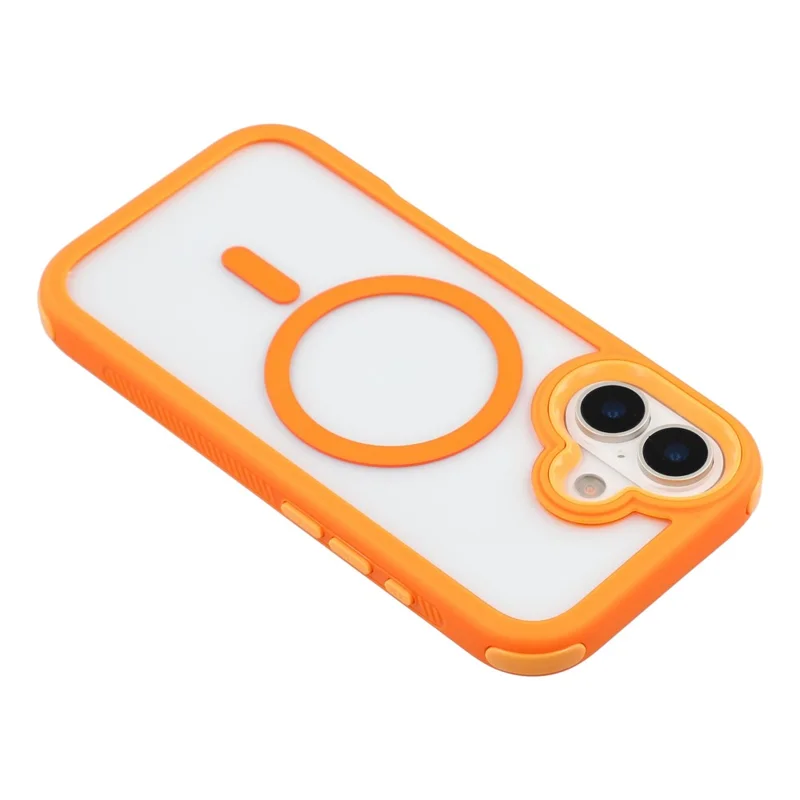 For iPhone 17 Magnetic Case TPU Clear Acrylic Detachable 2 in 1 Protective Phone Cover - Orange