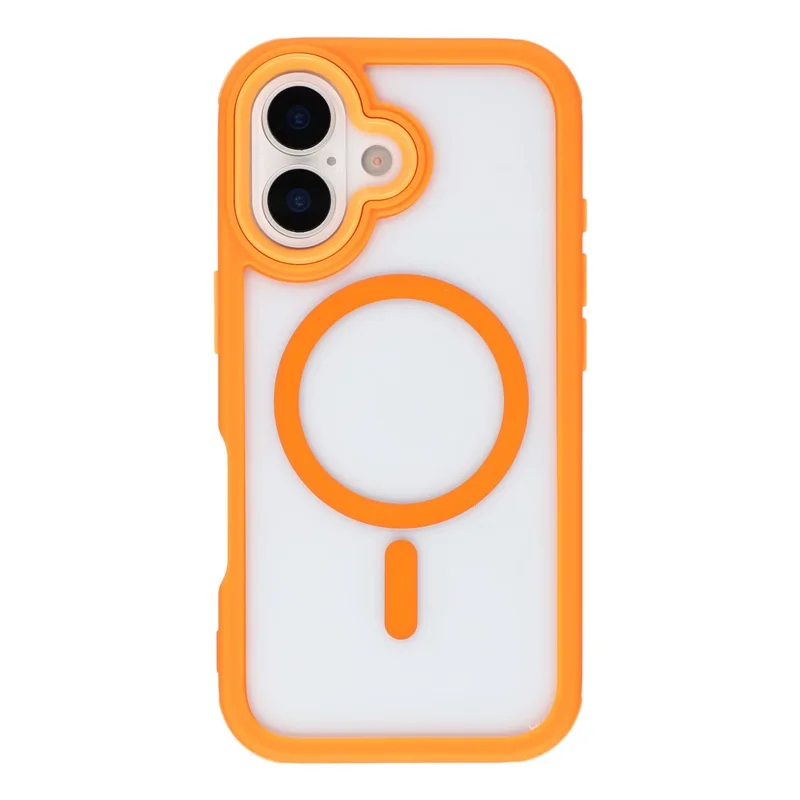 For iPhone 16 Magnetic Case TPU Clear Acrylic Detachable 2 in 1 Protective Phone Cover - Orange