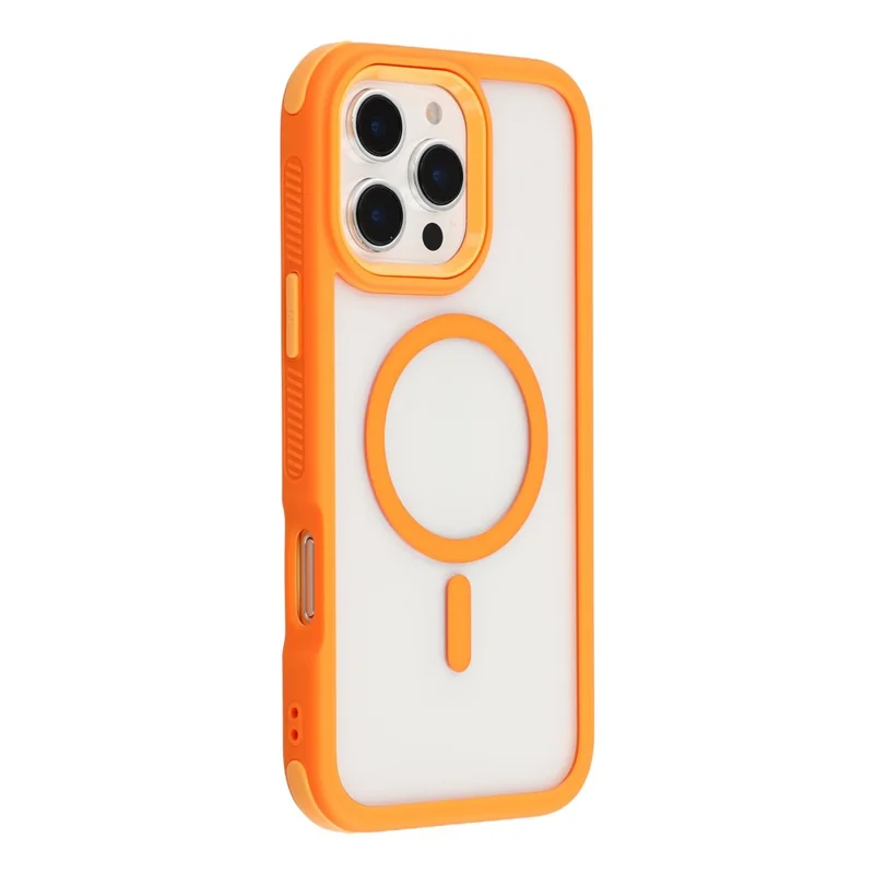For iPhone 16 Pro Magnetic Case TPU Clear Acrylic Detachable 2 in 1 Protective Phone Cover - Orange
