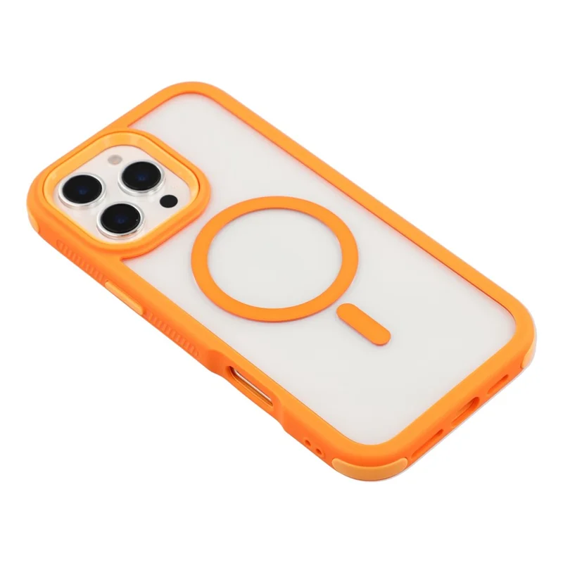 For iPhone 16 Pro Magnetic Case TPU Clear Acrylic Detachable 2 in 1 Protective Phone Cover - Orange