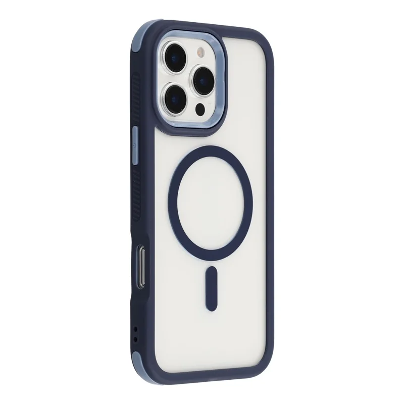 Coque magnétique pour iPhone 16 Pro, coque de protection transparente en TPU et acrylique amovible 2 en 1 - Bleu
