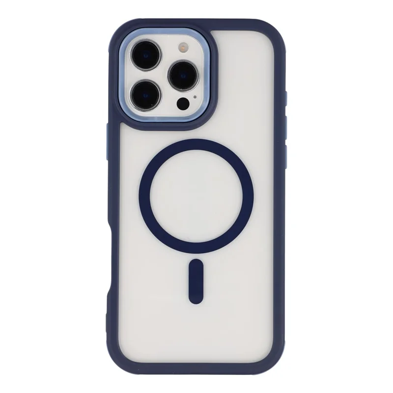 Coque magnétique pour iPhone 16 Pro, coque de protection transparente en TPU et acrylique amovible 2 en 1 - Bleu