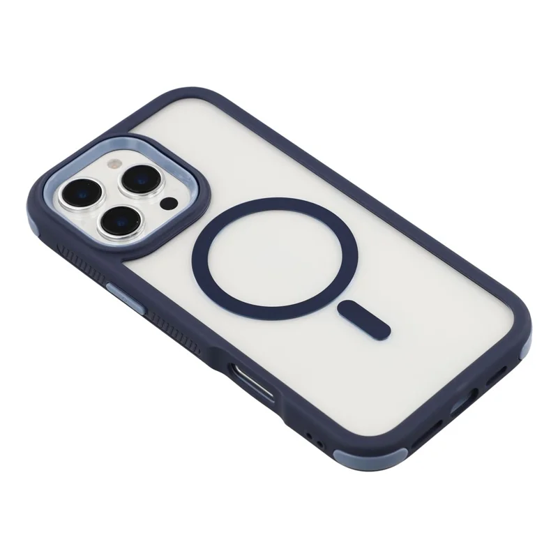 Coque magnétique pour iPhone 16 Pro, coque de protection transparente en TPU et acrylique amovible 2 en 1 - Bleu