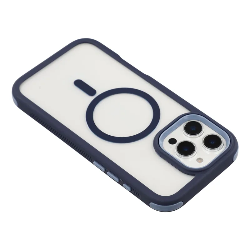 Coque magnétique pour iPhone 16 Pro, coque de protection transparente en TPU et acrylique amovible 2 en 1 - Bleu
