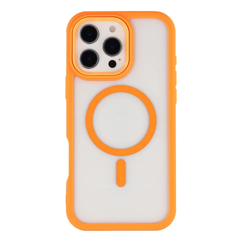 For iPhone 16 Pro Max Magnetic Case TPU Clear Acrylic Detachable 2 in 1 Protective Phone Cover - Orange