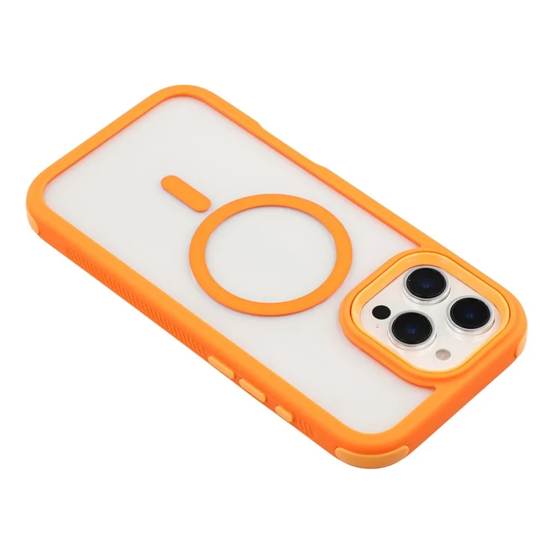For iPhone 16 Pro Max Magnetic Case TPU Clear Acrylic Detachable 2 in 1 Protective Phone Cover - Orange