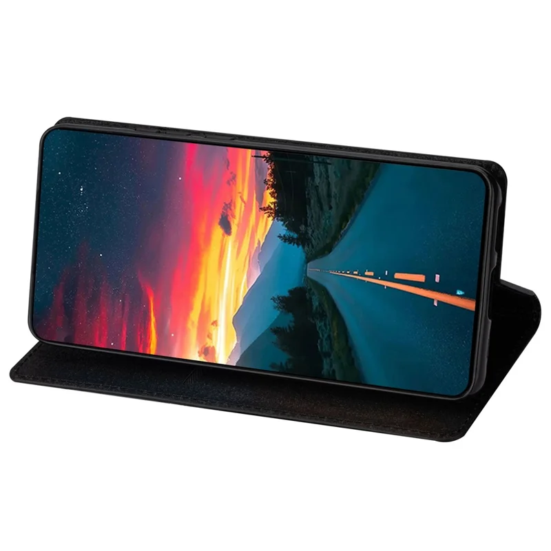 Für Xiaomi 13 Slim Kartenhalter Stand Phone Cover Glitzer Pulver PU Leder Handy-handy-hülle Mit Magnetisch Automatisch Absorbiertem Verschluss - Schwarz