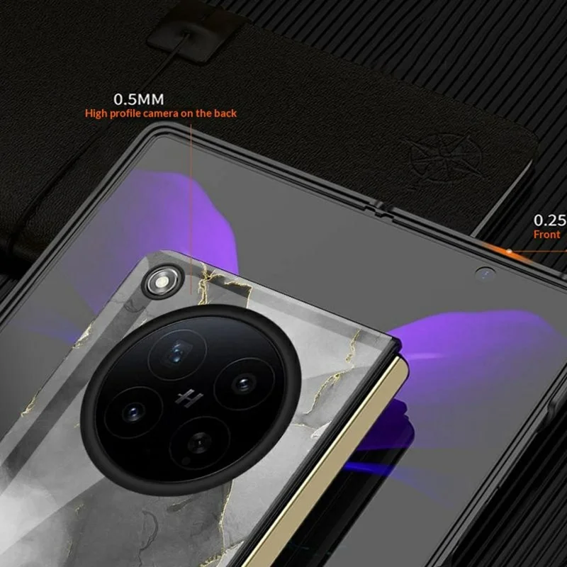 Cover per Oppo Find N6 5G con Motivo Marmo, Cover ibrida in vetro temperato + PC - Marmo Viola Nobile