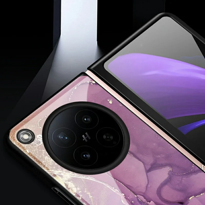 Cover per Oppo Find N6 5G con Motivo Marmo, Cover ibrida in vetro temperato + PC - Marmo Viola Nobile