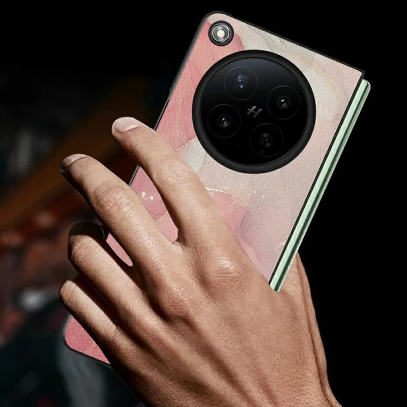 For Oppo Find N6 5G Case Marble Texture PU Leather Coated PC Foldable Phone Cover - Noble Purple Marble