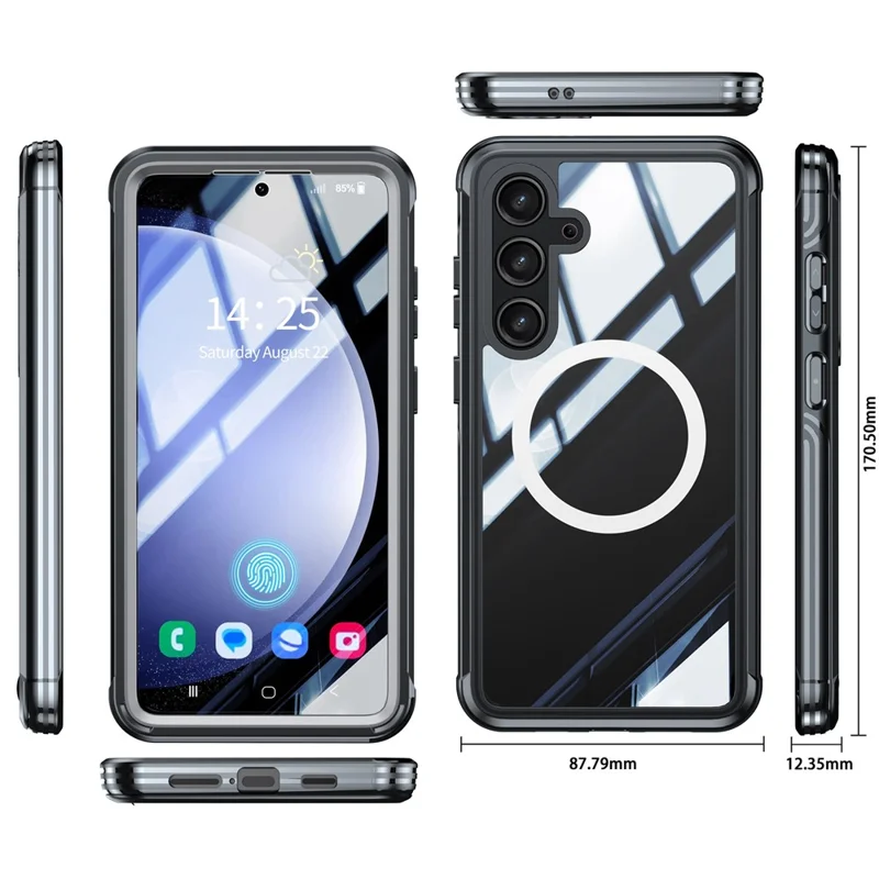 For Samsung Galaxy S24+ Magnetic Case PC + TPU Phone Cover with PET Screen Film - Black