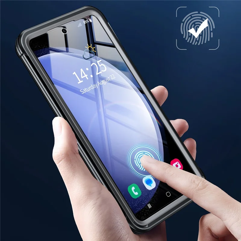 For Samsung Galaxy S24+ Magnetic Case PC + TPU Phone Cover with PET Screen Film - Black