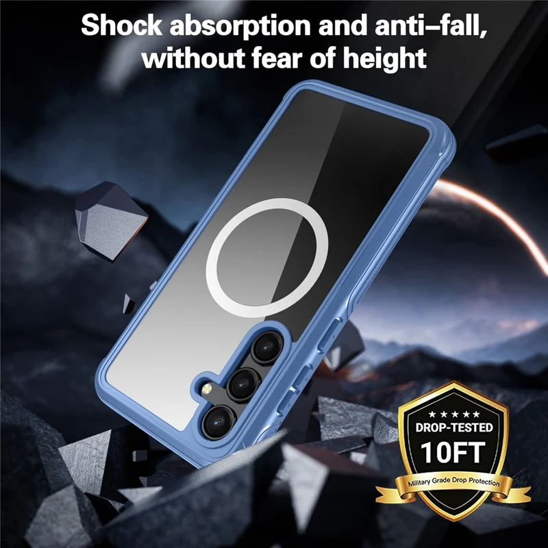 For Samsung Galaxy S24 Magnetic Case PC + TPU Phone Cover with PET Screen Film - Blue