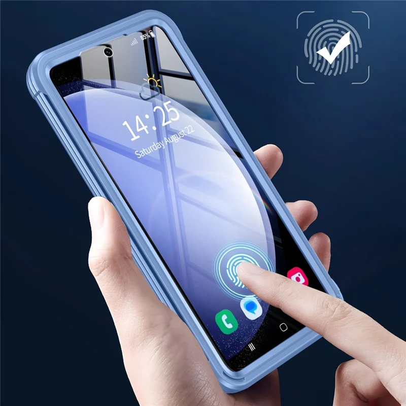 For Samsung Galaxy S24 Magnetic Case PC + TPU Phone Cover with PET Screen Film - Blue