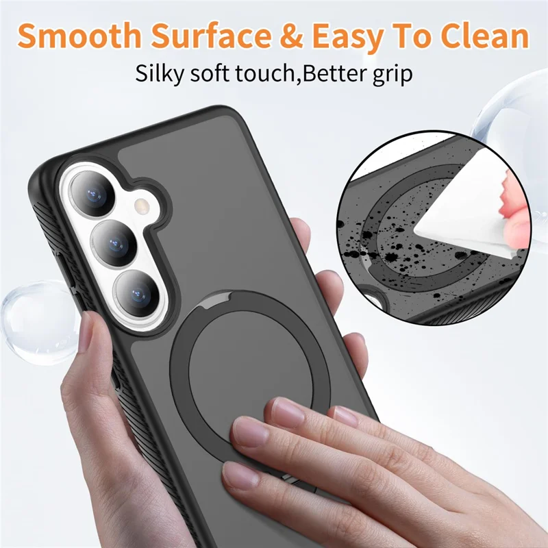 For Samsung Galaxy S26+ Magnetisk Case Rotationsstøtte PC + TPU Stødfast Telefonbeskyttelse - Sort