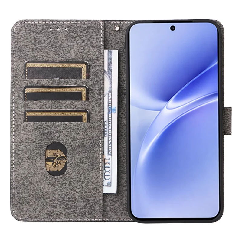 For vivo V70 FE 5G Case Wallet RFID Blocking PU Leather Phone Cover Stand with Strap - Black