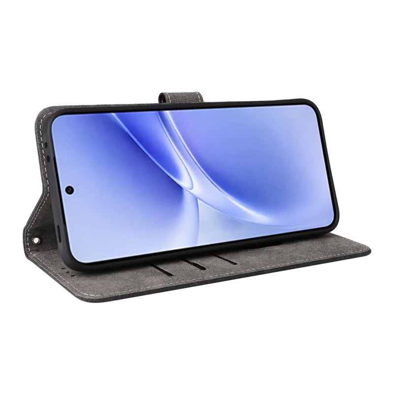 For vivo V70 FE 5G Case Wallet RFID Blocking PU Leather Phone Cover Stand with Strap - Black