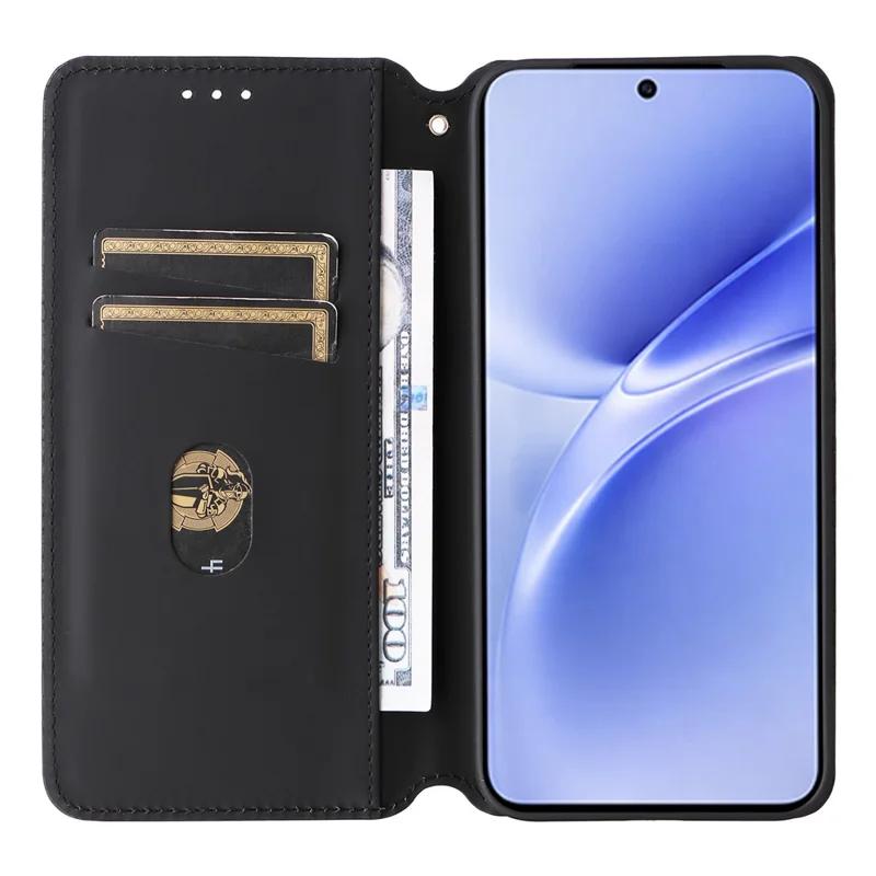For vivo V70 FE 5G Case Wallet Rhombus Imprinted PU Leather Phone Cover - Red