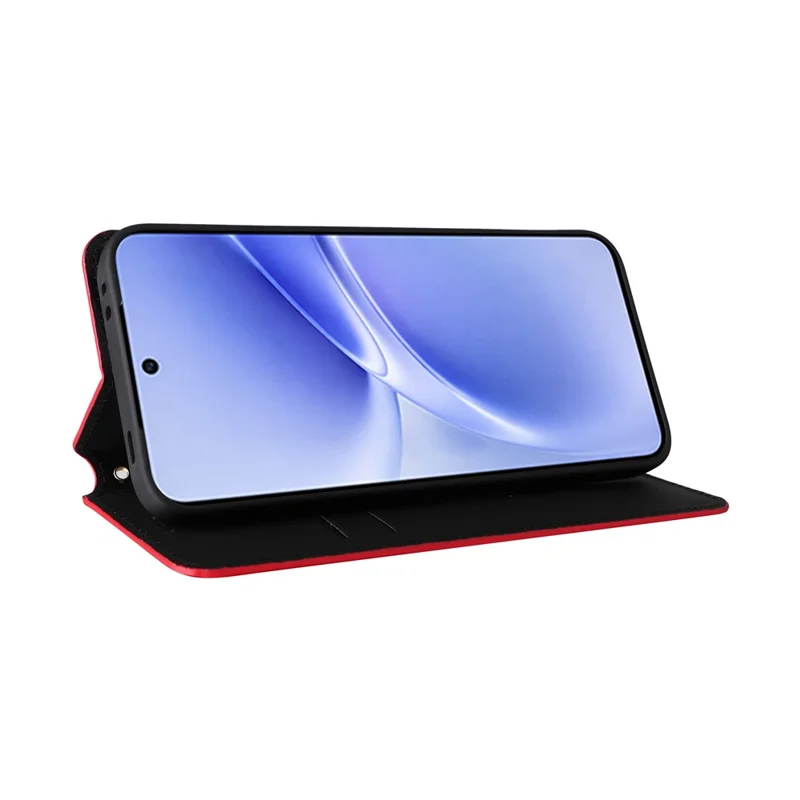 For vivo V70 FE 5G Case Wallet Rhombus Imprinted PU Leather Phone Cover - Red