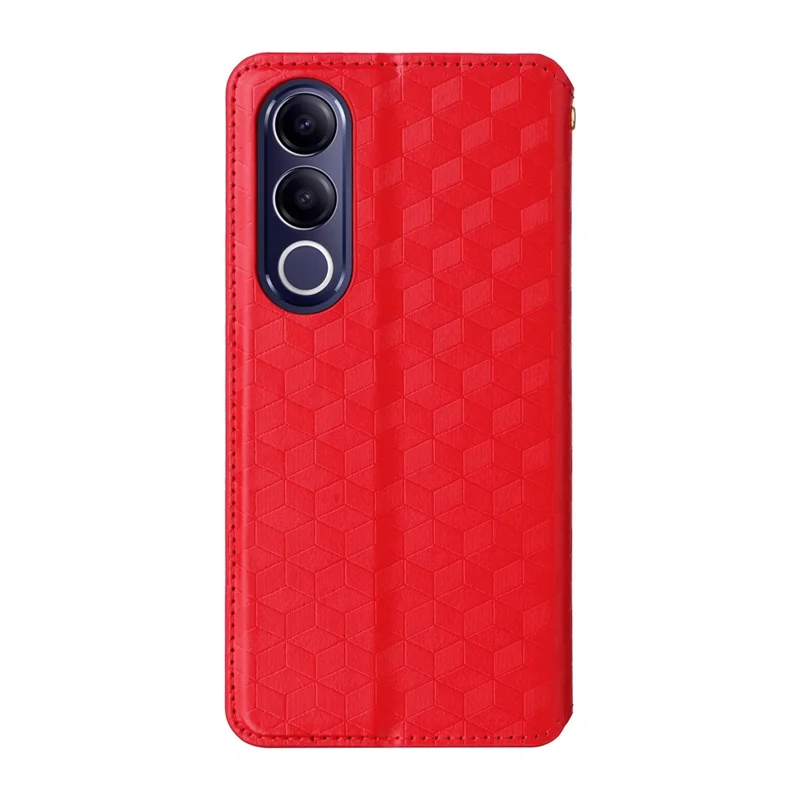 For vivo V70 FE 5G Case Wallet Rhombus Imprinted PU Leather Phone Cover - Red