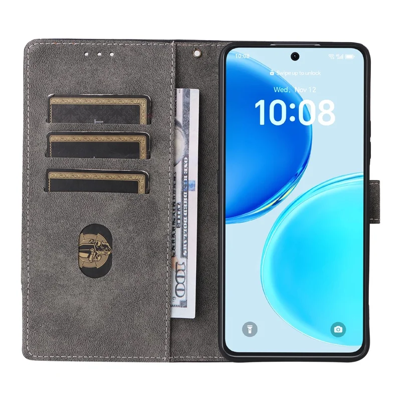 For Honor X8d 4G Case Wallet RFID Blocking PU Leather Phone Cover Stand with Strap - Black