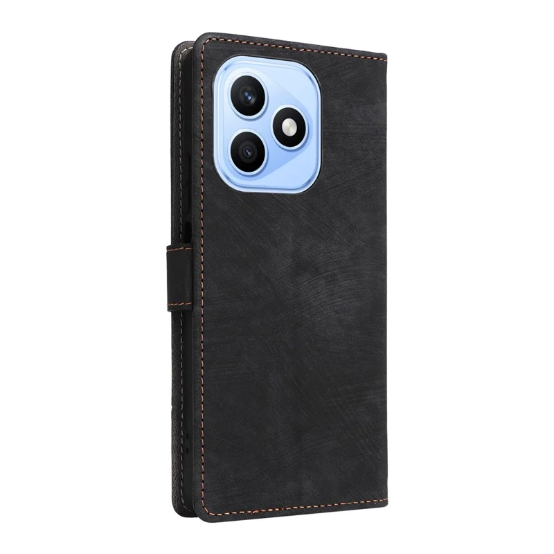 For Honor X8d 4G Case Wallet RFID Blocking PU Leather Phone Cover Stand with Strap - Black