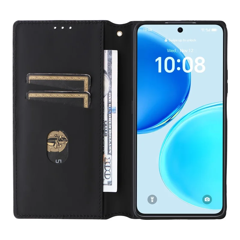 For Honor X8d 4G Case Wallet Rhombus Imprinted PU Leather Phone Cover - Red