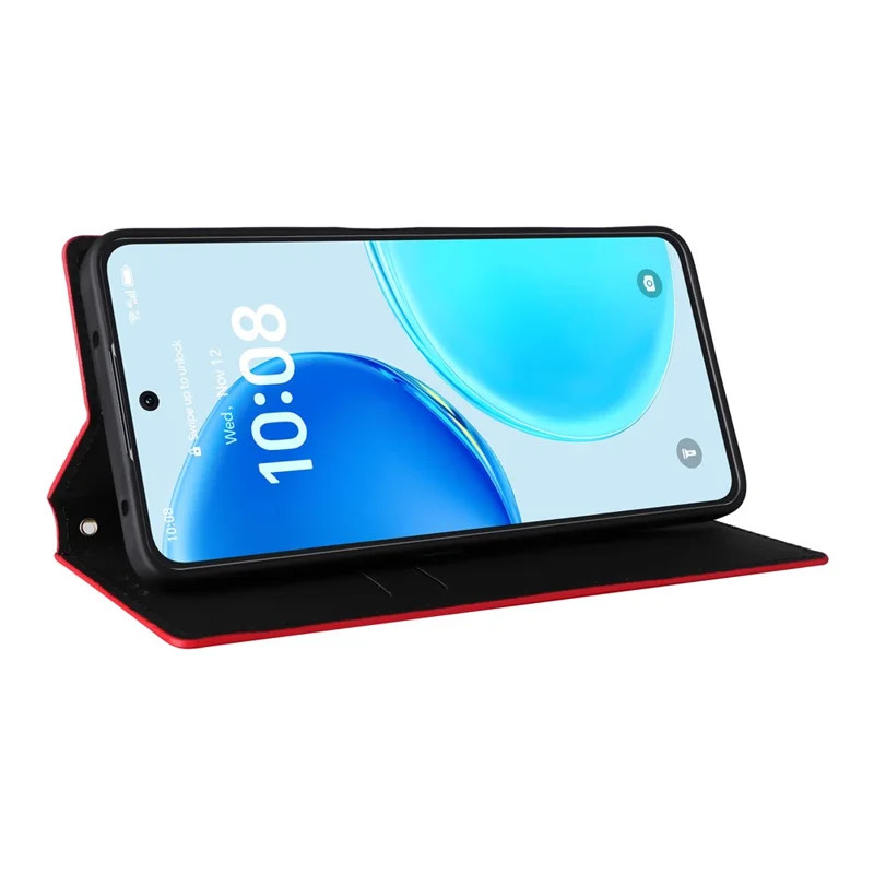 For Honor X8d 4G Case Wallet Rhombus Imprinted PU Leather Phone Cover - Red