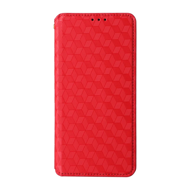 For Honor X8d 4G Case Wallet Rhombus Imprinted PU Leather Phone Cover - Red