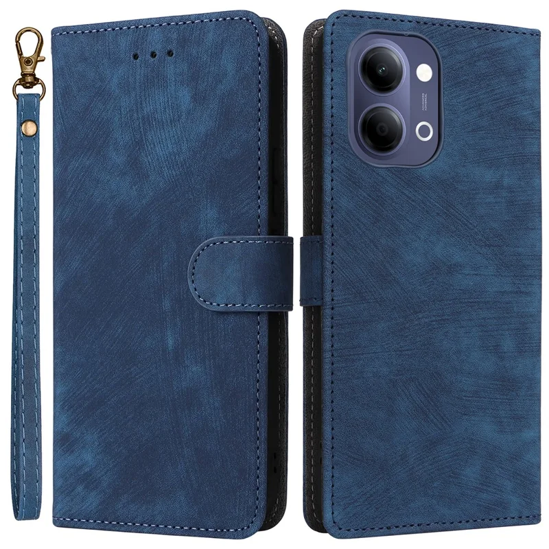 For vivo Y05 4G / Y11d 4G / Y21 5G (2026) Case Wallet RFID Blocking PU Leather Phone Cover Stand with Strap - Blue