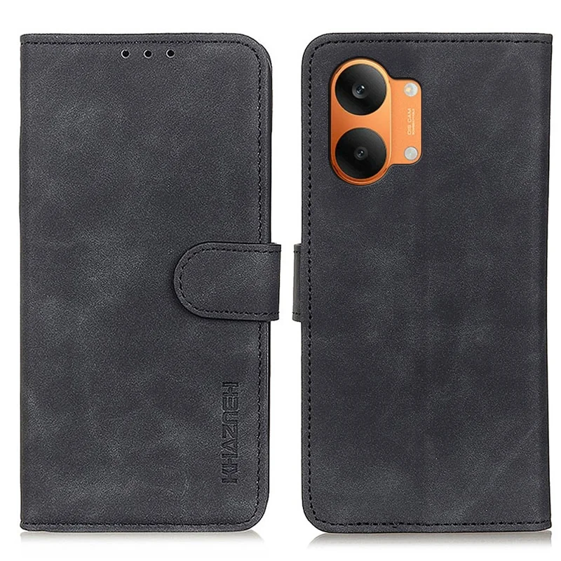 KHAZNEH For Xiaomi Redmi Turbo 5 Max 5G  /  Poco X8 Pro Max 5G Case PU Leather Retro Texture Phone Cover - Black