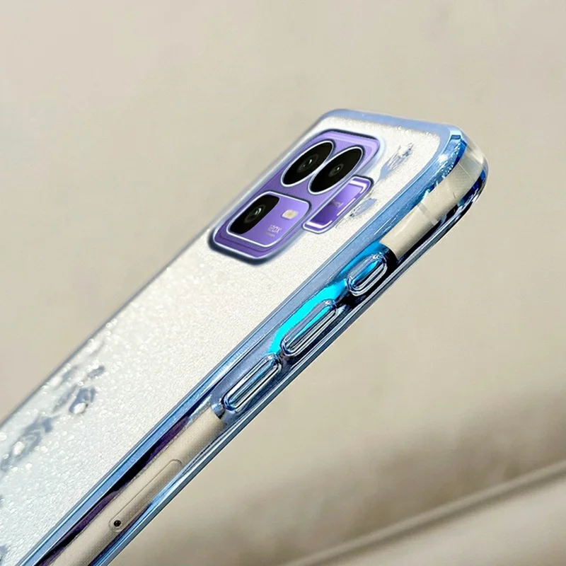 KADEM Phone Case For Realme Neo8 5G Flower Pattern TPU Gradient Phone Cover with Lanyards - Blue