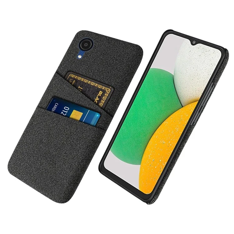 Для Samsung Galaxy A23e Ткани Текстуры Двойной Карты. - Черный