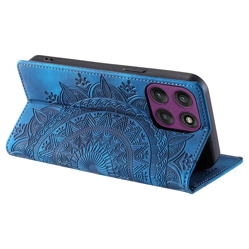 For Motorola Moto G77 5G  /  G67 5G Case Magnetic Closing Leather Phone Cover Pattern Imprinted - Blue