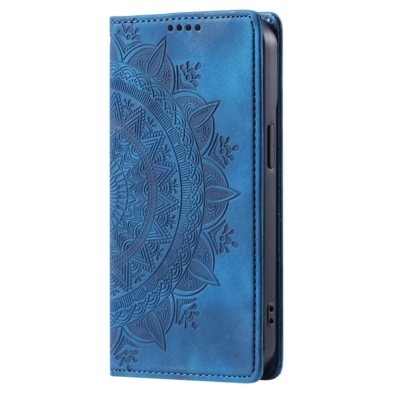 For Motorola Moto G77 5G  /  G67 5G Case Magnetic Closing Leather Phone Cover Pattern Imprinted - Blue