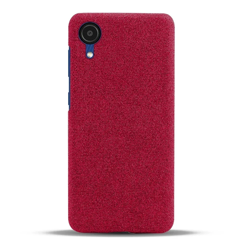 For Samsung Galaxy A23e Anti-dust Mobile Phone Case Shell Solid Color Hard PC+Cloth Phone Cover - Red