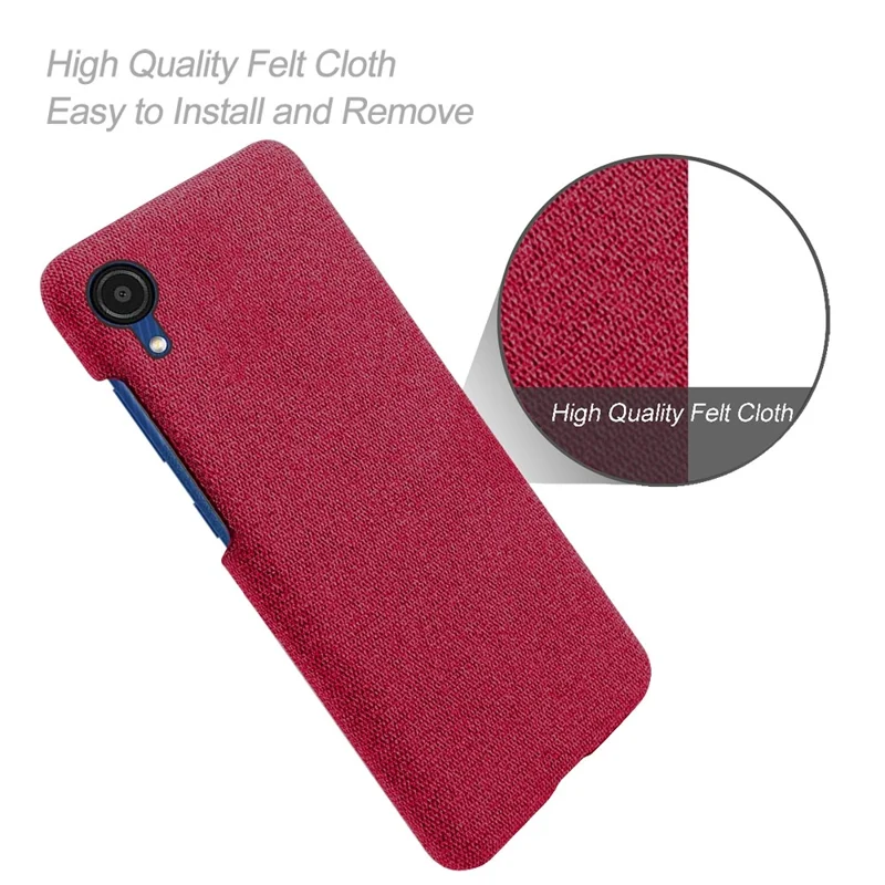 For Samsung Galaxy A23e Anti-dust Mobile Phone Case Shell Solid Color Hard PC+Cloth Phone Cover - Red