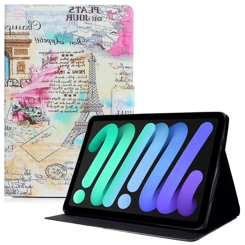 غطاء واقي بنمط طباعة لجهاز iPad (2025) / 10.9 بوصة (2022) مصنوع من جلد PU مقاوم للصدمات مع حامل قابل للطي وفتحات لوضع البطاقات - برج
