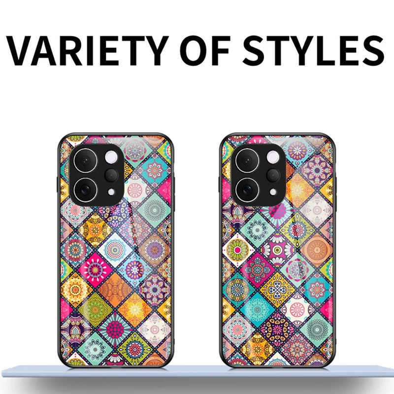 Handyhülle für vivo V70 5G / S50 5G mit Ständer, ethnischen Mustern, gehärtetem Glas und Trageband - Kariertes Muster