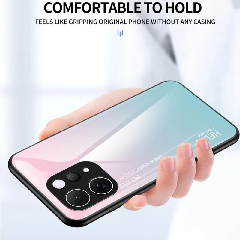 Case for vivo V70 5G  /  S50 5G Anti-Scratch Tempered Glass + PC + TPU Phone Cover - Gradient Pink Blue