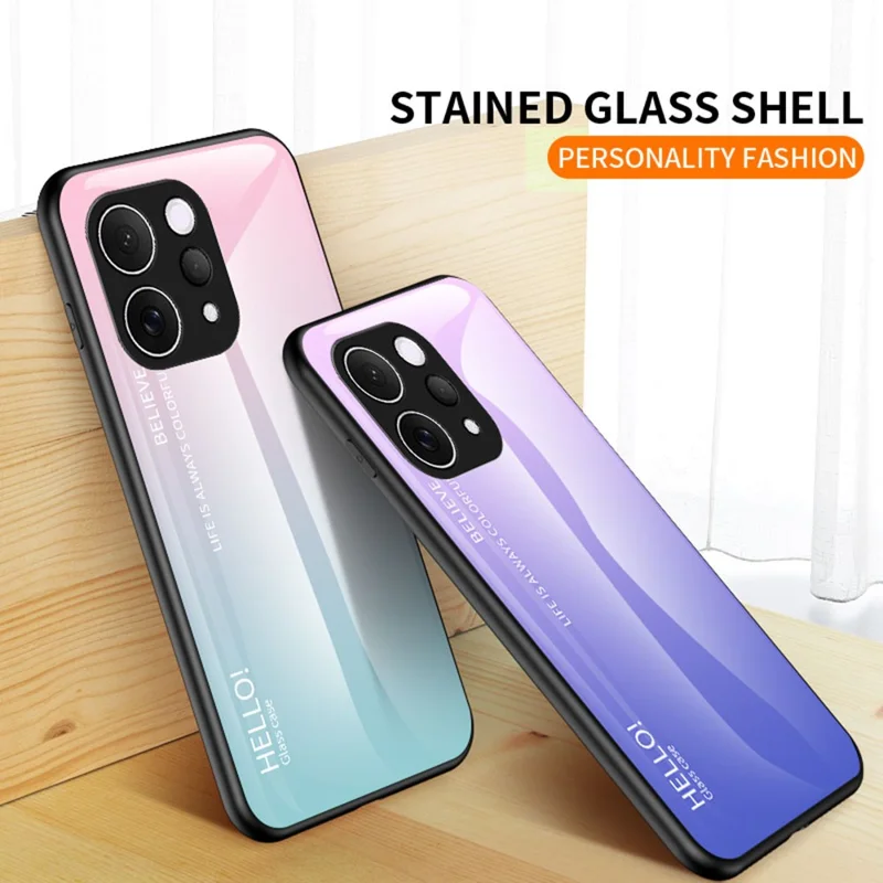 Case for vivo V70 5G  /  S50 5G Anti-Scratch Tempered Glass + PC + TPU Phone Cover - Gradient Pink Blue