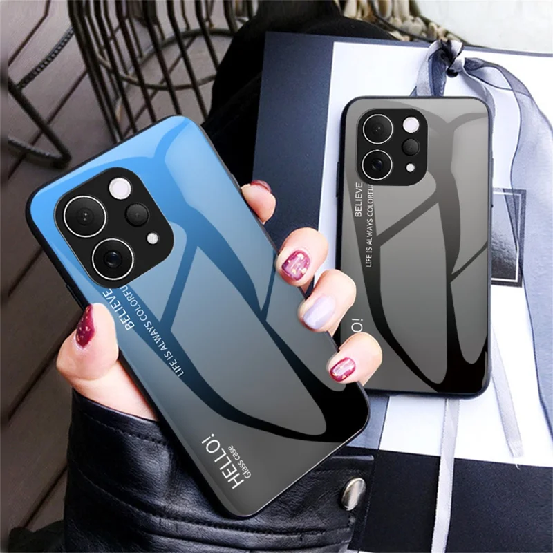 Case for vivo V70 5G  /  S50 5G Anti-Scratch Tempered Glass + PC + TPU Phone Cover - Gradient Pink Blue