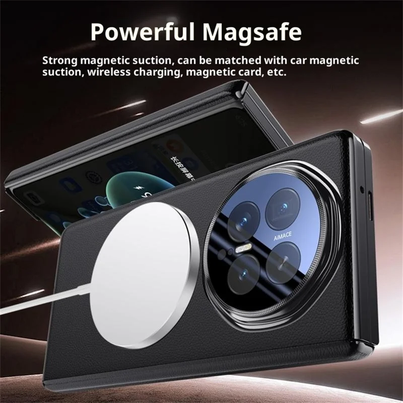 Capa Magnética para Honor Magic V6 5G com Protetor de Lente em Vidro Temperado, Suporte com Anel Rotativo 360°, Capa Protetora - Preto